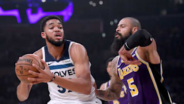 LOS ANGELES, CA - NOVEMBER 07: Karl-Anthony Towns #32 of the Minnesota Timberwolves. (Photo by Harry How/Getty Images)