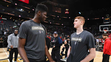 Mo Bamba #5 Kevin Huerter #3 of the Atlanta Hawks (Photo by Garrett Ellwood/NBAE via Getty Images)