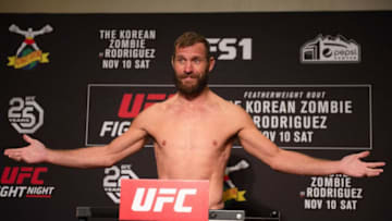 GOLDEN, CO - NOVEMBER 09: Donald Cerrone poses on the scale during the UFC Fight Night weigh-in on November 9, 2018 in Golden, Colorado. (Photo by Chris Unger/Zuffa LLC/Zuffa LLC via Getty Images)