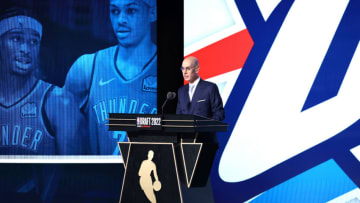 NBA commissioner Adam Silver announces a pick by the Oklahoma City Thunder (Photo by Arturo Holmes/Getty Images)