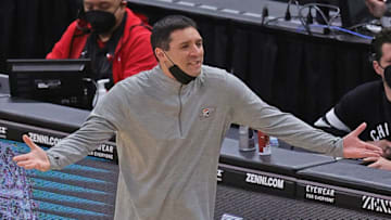 Head coach Mark Daigneault of the Oklahoma City Thunder complains about a call during a game against the Chicago Bulls at the United Center on March 16, 2021 in Chicago, Illinois. The Bulls defeated the Thunder 123-102. NOTE TO USER: User expressly acknowledges and agrees that, by downloading and or using this photograph, User is consenting to the terms and conditions of the Getty Images License Agreement. (Photo by Jonathan Daniel/Getty Images)
