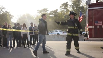 CHICAGO FIRE -- "Angry is Easier" Episode 1107 -- Pictured: (l-r) Grant Harvey as Edgar, Jake Lockett as Carver -- (Photo by: Adrian S Burrows Sr/NBC)