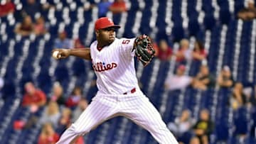 Sep 12, 2016; Philadelphia, PA, USA; Philadelphia Phillies relief pitcher Hector Neris (50) throws a pitch during the eighth inning against the Pittsburgh Pirates at Citizens Bank Park. The Phillies defeated the Pirates, 6-2. Mandatory Credit: Eric Hartline-USA TODAY Sports