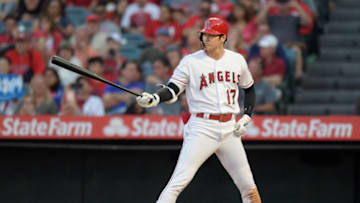 ANAHEIM, CA - JUNE 26: Los Angeles Angels designated hitter Shohei Ohtani (17) at the plate during an at bat in the eighth inning of a game against the Cincinnati Reds played on June 26, 2019 at Angel Stadium of Anaheim in Anaheim, CA. (Photo by John Cordes/Icon Sportswire via Getty Images)