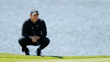 ORLANDO, FLORIDA - MARCH 07: Rory McIlroy of Northern Ireland lines up a putt on the third green during the third round of the Arnold Palmer Invitational Presented by MasterCard at the Bay Hill Club and Lodge on March 07, 2020 in Orlando, Florida. (Photo by Kevin C. Cox/Getty Images)