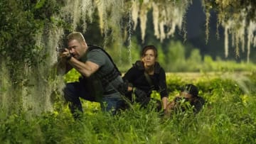 THE PURGE -- "Hail Mary" Episode 209 -- Pictured: (l-r) Max Martini as Ryan Grant, Chelle Ramos as Sara Williams-- (Photo by: Alfonso Bresciani/USA Network)