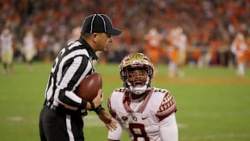 CLEMSON, SC - NOVEMBER 11: Nyqwan Murray #8 of the Florida State Seminoles reacts after a play against the Clemson Tigers during their game at Memorial Stadium on November 11, 2017 in Clemson, South Carolina. (Photo by Streeter Lecka/Getty Images)