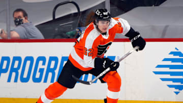 PHILADELPHIA, PENNSYLVANIA - JANUARY 13: Nicolas Aube-Kubel #62 of the Philadelphia Flyers skates against the Pittsburgh Penguins at the Wells Fargo Center on January 13, 2021 in Philadelphia, Pennsylvania. (Photo by Bruce Bennett/Getty Images)