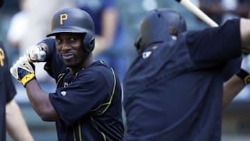 Jun 29, 2016; Seattle, WA, USA; Pittsburgh Pirates center fielder Andrew McCutchen (22) takes batting practice before a game against the Seattle Mariners at Safeco Field. Mandatory Credit: Joe Nicholson-USA TODAY Sports