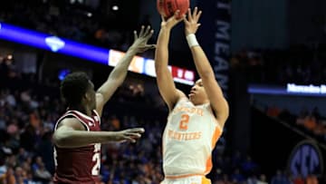 NASHVILLE, TENNESSEE - MARCH 15: Grant Williams #2 of the Tennessee Volunteers shoots the ball against the Mississippi State Bulldogs during the Quarterfinals of the SEC Basketball Tournament at Bridgestone Arena on March 15, 2019 in Nashville, Tennessee. (Photo by Andy Lyons/Getty Images)