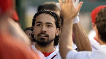 May 24, 2016; Washington, DC, USA; Washington Nationals third baseman Anthony Rendon (6) celebrates with teammates after hitting s solo home run during the fourth inning against the New York Mets at Nationals Park. Mandatory Credit: Tommy Gilligan-USA TODAY Sports