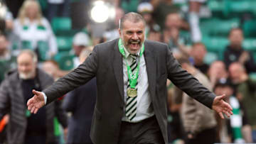 GLASGOW, SCOTLAND - MAY 24: Ange Postecoglou is seen at the end of the Cinch Scottish Premiership match between Celtic and Aberdeen at Celtic Park Stadium on May 24, 2023 in Glasgow, Scotland. (Photo by Ian MacNicol/Getty Images)