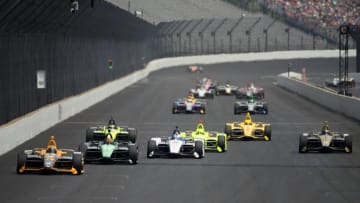 INDIANAPOLIS, INDIANA - MAY 24: Cars drive down the front stretch during Carb Day for the 103rd Indianapolis 500 at Indianapolis Motor Speedway on May 24, 2019 in Indianapolis, Indiana. (Photo by Chris Graythen/Getty Images)