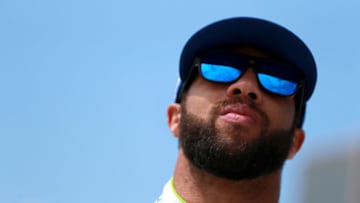 DARLINGTON, SOUTH CAROLINA - AUGUST 31: Bubba Wallace, driver of the #43 Victory Junction 15th Anniversary Chevrolet, stands on pit road during qualifying for the Monster Energy NASCAR Cup Series Bojangles' Southern 500 at Darlington Raceway on August 31, 2019 in Darlington, South Carolina. (Photo by Sean Gardner/Getty Images)