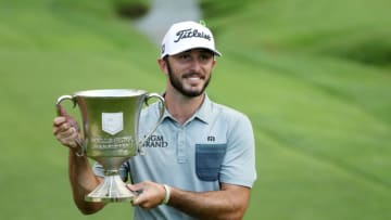 CHARLOTTE, NORTH CAROLINA - MAY 05: Max Homa poses with the trophy after winning the 2019 Wells Fargo Championship at Quail Hollow Club on May 05, 2019 in Charlotte, North Carolina. (Photo by Streeter Lecka/Getty Images)
