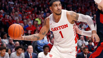 DAYTON, OHIO - FEBRUARY 22: Obi Toppin #1 of the Dayton Flyers drives to the basket in the game against the Duquesne Dukes at UD Arena on February 22, 2020 in Dayton, Ohio. (Photo by Justin Casterline/Getty Images)