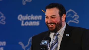 ALLEN PARK, MI - FEBRUARY 07: Matt Patricia speaks at a press conference after being hired as the head coach of the Detroit Lions at the Detroit Lions Practice Facility on February 7, 2018 in Allen Park, Michigan. (Photo by Gregory Shamus/Getty Images)