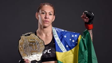 LAS VEGAS, NV - MARCH 03: Cris Cyborg of Brazil poses for a portrait backstage after her victory over Yana Kunitskaya of Russia during the UFC 222 event inside T-Mobile Arena on March 3, 2018 in Las Vegas, Nevada. (Photo by Mike Roach/Zuffa LLC/Zuffa LLC via Getty Images)