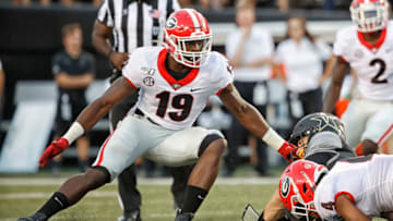 NASHVILLE, TENNESSEE - AUGUST 31: Adam Anderson #19 of the Georgia Bulldogs plays against the Vanderbilt Commodores at Vanderbilt Stadium on August 31, 2019 in Nashville, Tennessee. (Photo by Frederick Breedon/Getty Images)