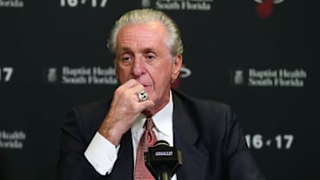 Miami Heat president Pat Riley at a December 2016 news conference at AmericanAirlines Arena in Miami. (Pedro Portal/El Nuevo Herald/TNS via Getty Images)