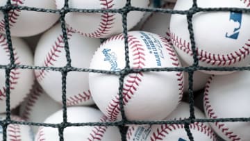 Apr 3, 2016; Pittsburgh, PA, USA; Detail view of baseballs before the Pittsburgh Pirates host the St. Louis Cardinals in the 2016 Opening Day baseball game at PNC Park. Mandatory Credit: Charles LeClaire-USA TODAY Sports