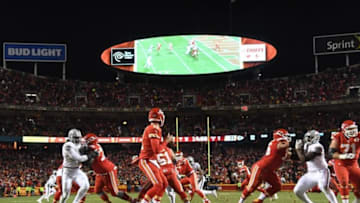 Dec 8, 2016; Kansas City, MO, USA; General overall view as Kansas City Chiefs quarterback Alex Smith (11) throws a pass against the Oakland Raiders during a NFL football game at Arrowhead Stadium. The Chiefs defeated the Raiders 21-13. Mandatory Credit: Kirby Lee-USA TODAY Sports