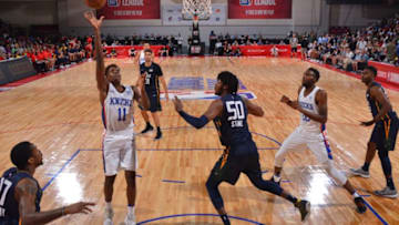 LAS VEGAS, NV - JULY 8: Frank Ntilikina #11 of the New York Knicks shoots the ball against the Utah Jazz during the 2018 Las Vegas Summer League on July 8, 2018 at the Cox Pavilion in Las Vegas, Nevada. NOTE TO USER: User expressly acknowledges and agrees that, by downloading and/or using this Photograph, user is consenting to the terms and conditions of the Getty Images License Agreement. Mandatory Copyright Notice: Copyright 2018 NBAE (Photo by Bart Young/NBAE via Getty Images)