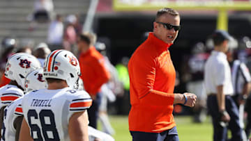 Auburn footballCOLLEGE STATION, TEXAS - NOVEMBER 06: Head coach Bryan Harsin of the Auburn Tigers against the Texas A&M Aggies at Kyle Field on November 06, 2021 in College Station, Texas. (Photo by Bob Levey/Getty Images)