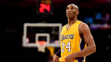 LOS ANGELES, CA - APRIL 13: Kobe Bryant #24 of the Los Angeles Lakers reacts while taking on the Utah Jazz at Staples Center on April 13, 2016 in Los Angeles, California. NOTE TO USER: User expressly acknowledges and agrees that, by downloading and or using this photograph, User is consenting to the terms and conditions of the Getty Images License Agreement. (Photo by Harry How/Getty Images)