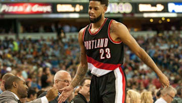 Apr 5, 2016; Sacramento, CA, USA; Portland Trail Blazers guard Allen Crabbe (23) high fives team mates after scoring against the Sacramento Kings during the second quarter at Sleep Train Arena. The Portland Trail Blazers defeated the Sacramento Kings 115-107. Mandatory Credit: Ed Szczepanski-USA TODAY Sports