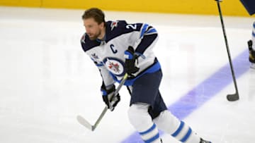 Mar 13, 2021; Toronto, Ontario, CAN; Winnipeg Jets forward Blake Wheeler (26) warms up before playing Toronto Maple Leafs at Scotiabank Arena. Mandatory Credit: Dan Hamilton-USA TODAY Sports