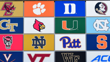 GREENSBORO, NORTH CAROLINA - MARCH 12: A detail of an ACC sign prior to the cancelation of the remainder of the 2020 Men's ACC Basketball Tournament at Greensboro Coliseum on March 12, 2020 in Greensboro, North Carolina. The cancelation is due to concerns over the possible spread of the Coronavirus (COVID-19). (Photo by Jared C. Tilton/Getty Images)