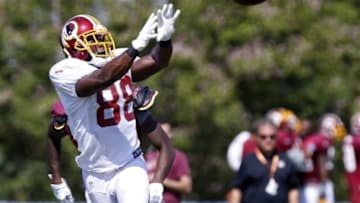 Aug 1, 2015; Richmond, VA, USA; Washington Redskins wide receiver Pierre Garcon (88) catches the ball during afternoon practice as part of day three of training camp at Bon Secours Washington Redskins Training Center. Mandatory Credit: Geoff Burke-USA TODAY Sports