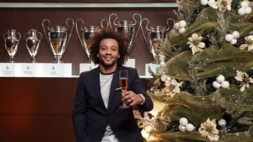 MADRID, SPAIN - DECEMBER 23: Marcelo Vieira poses during a Real Madrid Christmas photo session on December 23, 2016 in Madrid, Spain. (Photo by Helios de la Rubia/Real Madrid via Getty Images)