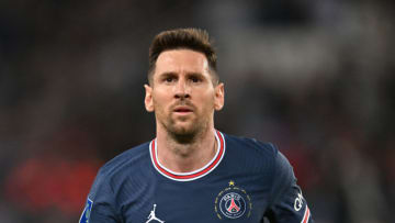 PARIS, FRANCE - MAY 08: Lionel Messi of Paris Saint-Germain in action during the French L1 football match between Paris Saint-Germain (PSG) and ESTAC Troyes at Parc des Princes stadium in Paris, France on May 08, 2022. (Photo by Mustafa Yalcin/Anadolu Agency via Getty Images)