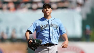 SURPRISE, AZ - MARCH 02: Yusei Kikuchi #18 of the Seattle Mariners is seen during the spring training game against the Kansas City Royals on March 2, 2019 in Surprise, Arizona. (Photo by Masterpress/Getty Images)