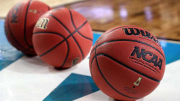 MINNEAPOLIS, MINNESOTA - APRIL 05: NCAA basketballs sit on the court during practice prior to the 2019 NCAA men's Final Four at U.S. Bank Stadium on April 5, 2019 in Minneapolis, Minnesota. (Photo by Streeter Lecka/Getty Images)