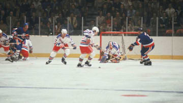 John Davidson , goalkeeper for the New York Rangers, (Photo by Melchior DiGiacomo/Getty Images)