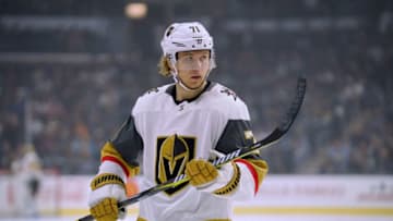 LOS ANGELES, CA - DECEMBER 08: William Karlsson #71 of the Vegas Golden Knights waits for a faceoff against the Los Angeles Kings at Staples Center on December 8, 2018 in Los Angeles, California. (Photo by Harry How/Getty Images)