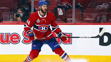 MONTREAL, QUEBEC - JULY 02: Joel Edmundson #44 of the Montreal Canadiens skates against the Tampa Bay Lightning during Game Three of the 2021 NHL Stanley Cup Final at the Bell Centre on July 02, 2021 in Montreal, Quebec. The Lightning defeated the Canadiens 6-3. (Photo by Bruce Bennett/Getty Images)