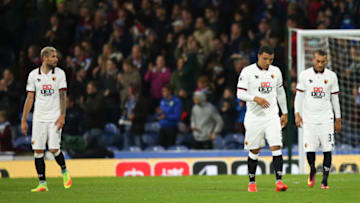 BURNLEY, ENGLAND - SEPTEMBER 26: Watford players dejected after conceding during the Premier League match between Burnley and Watford at Turf Moor on September 26, 2016 in Burnley, England. (Photo by Robbie Jay Barratt - AMA/Getty Images)