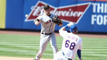 Joe Panik, San Francisco Giants. Jeff McNeil, New York Mets. (Photo by Al Bello/Getty Images)