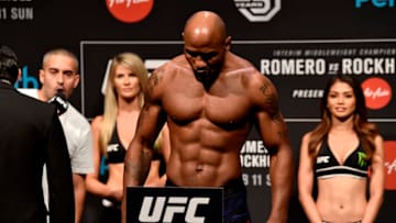 PERTH, AUSTRALIA - FEBRUARY 10: Yoel Romero of Cuba poses on the scale during the UFC 221 weigh-in at Perth Arena on February 10, 2018 in Perth, Australia. (Photo by Jeff Bottari/Zuffa LLC/Zuffa LLC via Getty Images)