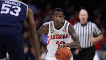 TUCSON, AZ - NOVEMBER 29: Justin Coleman #12 of the Arizona Wildcats handles the ball during the first half of the college basketball game against the Georgia Southern Eagles at McKale Center on November 29, 2018 in Tucson, Arizona. (Photo by Christian Petersen/Getty Images)