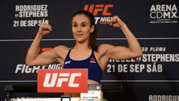 Sep 20, 2019; Mexico City, MEX; Alexa Grasso poses during weigh ins for UFC Fight Night at JW Marriott. Mandatory Credit: Orlando Ramirez-USA TODAY Sports