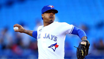 TORONTO, ON - JUNE 18: Marcus Stroman #6 of the Toronto Blue Jays delivers a pitch in the first inning during a MLB game against the Los Angeles Angels of Anaheim at Rogers Centre on June 18, 2019 in Toronto, Canada. (Photo by Vaughn Ridley/Getty Images)