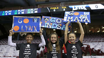 MINNEAPOLIS, MN - OCTOBER 04: Young fans of the Minnesota Lynx hold up signs before the game against the Los Angeles Sparks in Game 5 of the 2017 WNBA Finals on October 4, 2017 in Minneapolis, Minnesota.  NOTE TO USER: User expressly acknowledges and agrees that, by downloading and or using this photograph, User is consenting to the terms and conditions of the Getty Images License Agreement. Mandatory Copyright Notice: Copyright 2017 NBAE (Photo by Nathan Klok/NBAE via Getty Images)