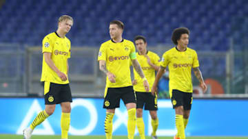 Borussia Dortmund players after the game (Photo by Matteo Ciambelli/DeFodi Images via Getty Images)