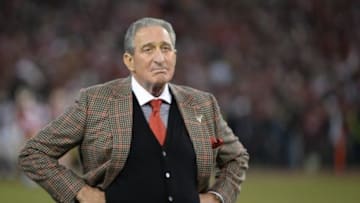 December 23, 2013; San Francisco, CA, USA; Atlanta Falcons owner Arthur Blank looks on from the sideline during the fourth quarter in the final regular season game against the San Francisco 49ers at Candlestick Park. The 49ers defeated the Falcons 34-24. Mandatory Credit: Kyle Terada-USA TODAY Sports
