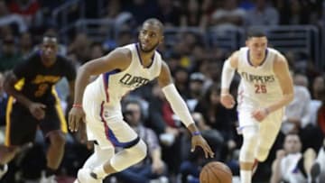 Jan 29, 2016; Los Angeles, CA, USA; Los Angeles Clippers guard Chris Paul (3) controls the ball against the Los Angeles Lakers during the second half at Staples Center. Mandatory Credit: Richard Mackson-USA TODAY Sports
